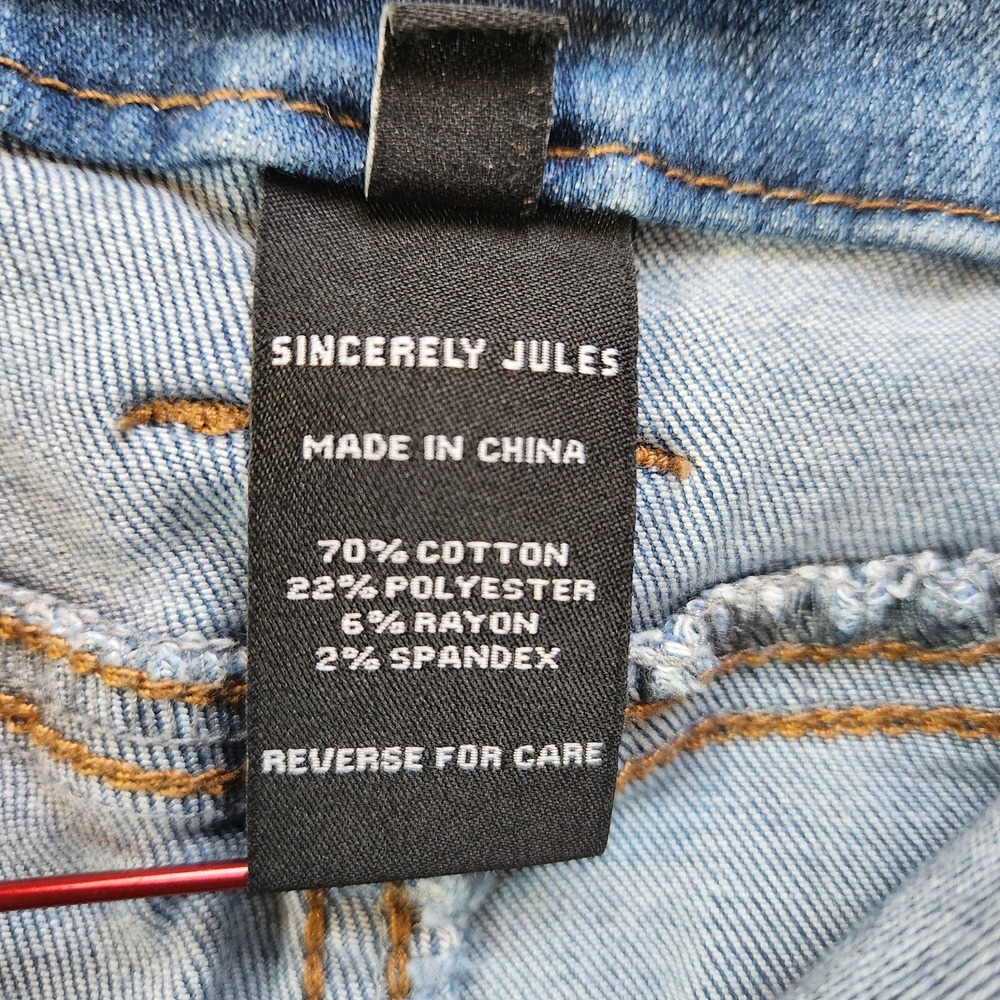 Sincerely Jules Bootcut Jeans Women 11/30 Blue Denim Cotton High-Rise Frayed Hem - Picture 7 of 14